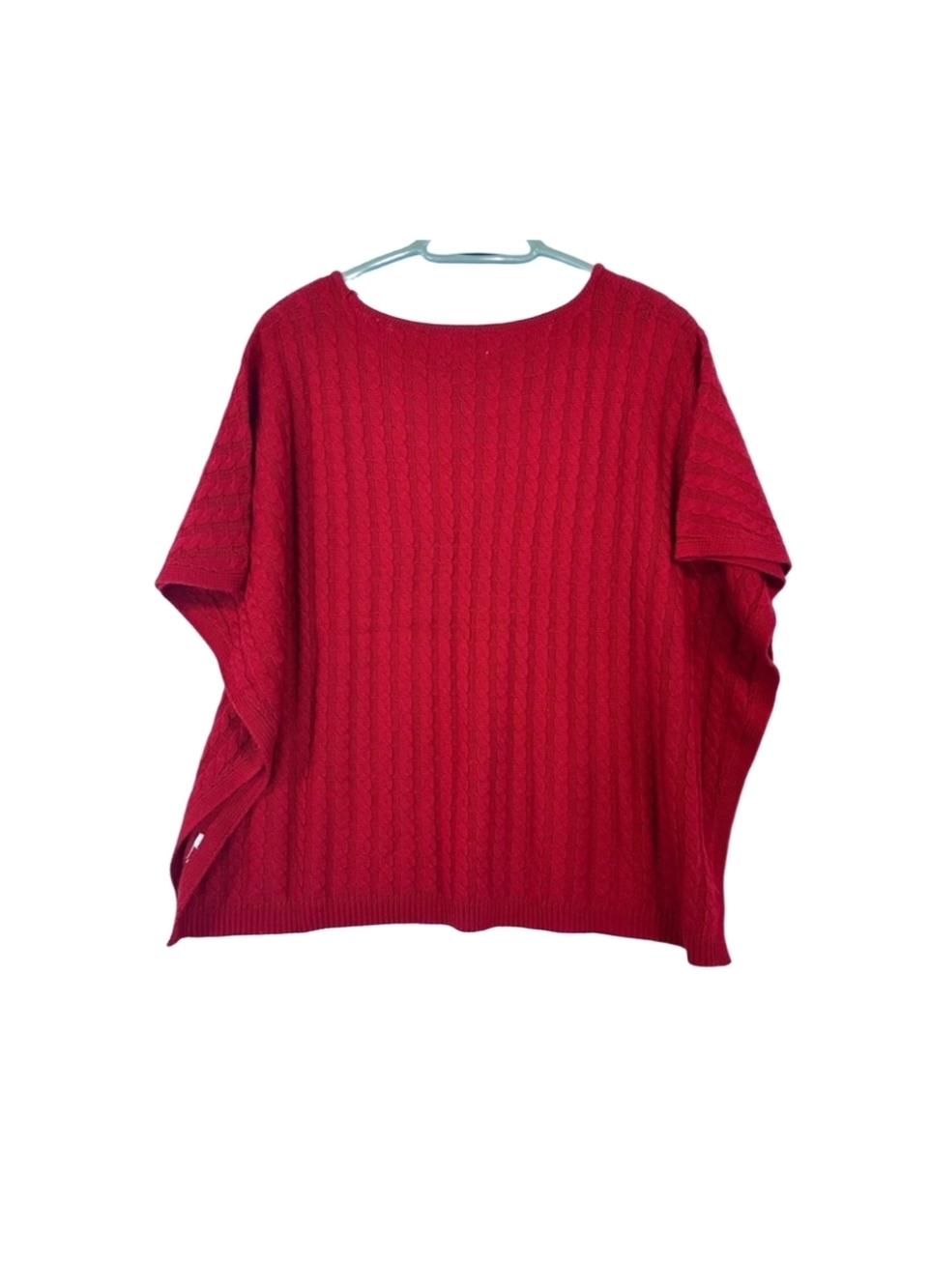 Mud Pie Red Cable Knit Parker Poncho OS One Size